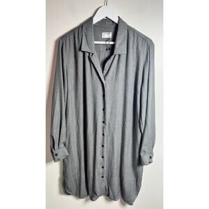 Frank And Oak Size Large Minimalist Black Chambray Career Button Up‎ Shirt Dress